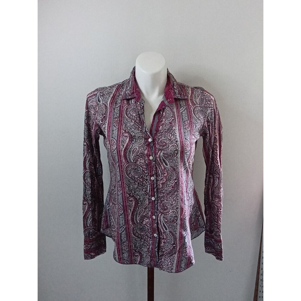 Anthropologie Paisley Striped Button Up Shirt Long Sleeve Size S